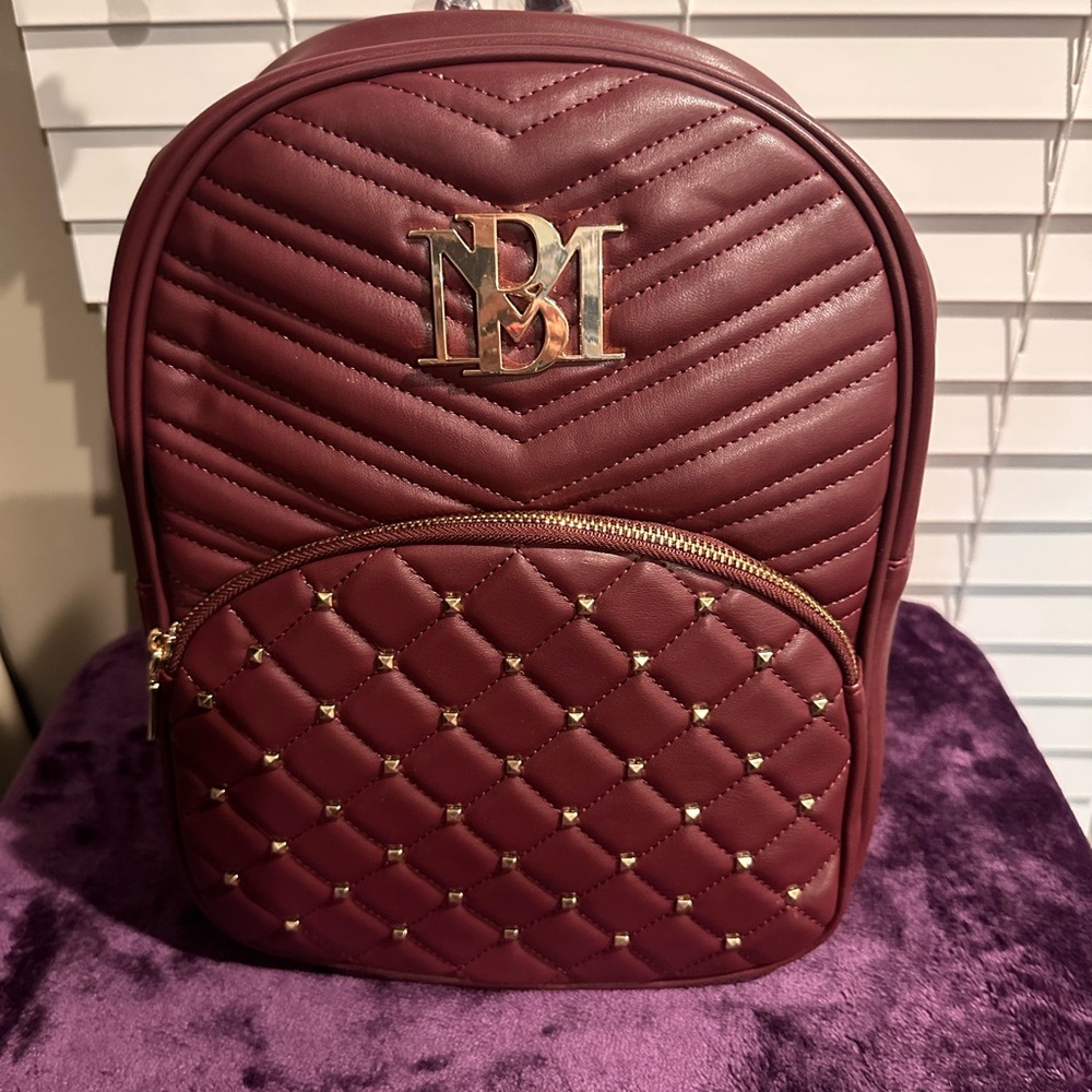 Bagley Mishka Burgundy Quilted Backpack